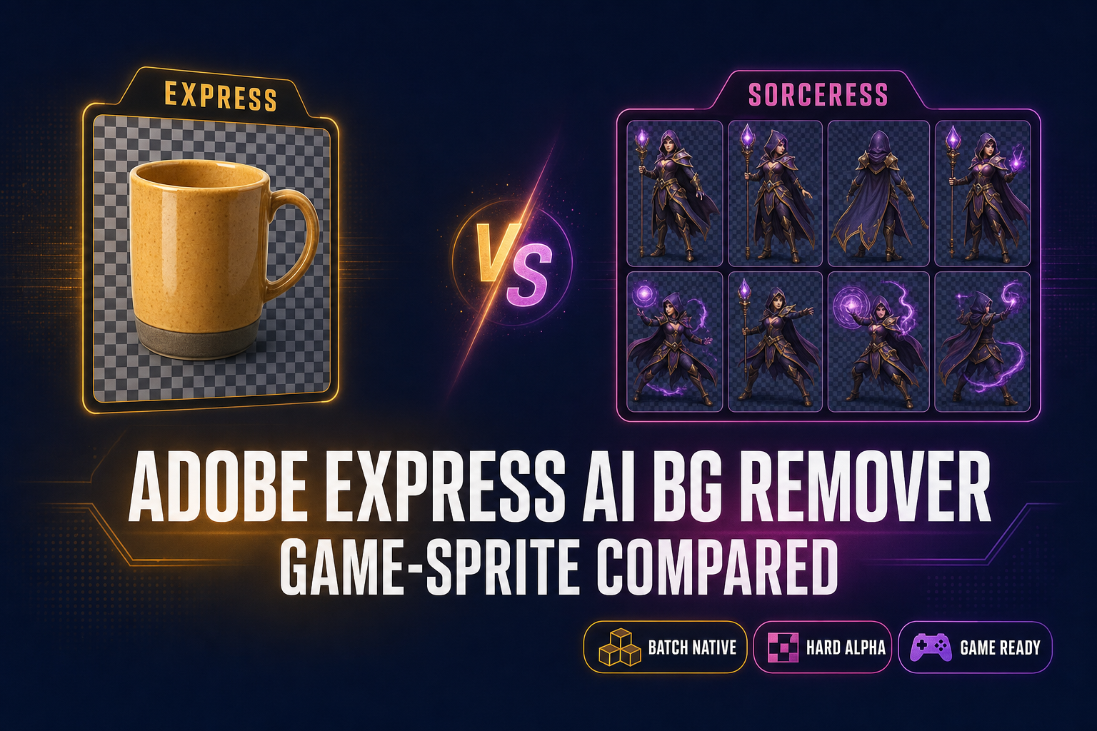 Adobe Express AI Background Remover (Game-Sprite Compared)