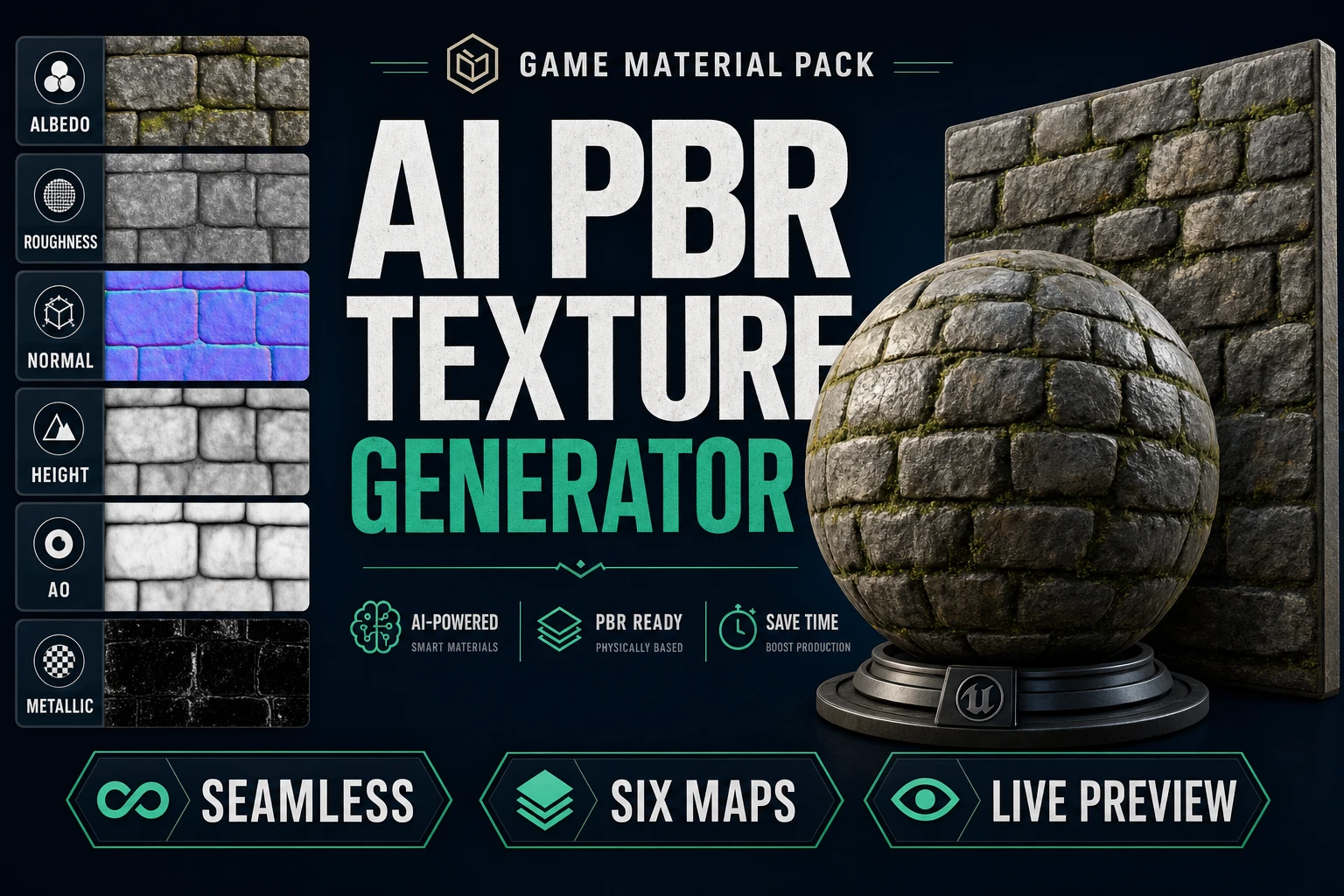 AI PBR Texture Generator (Game Material Pack)