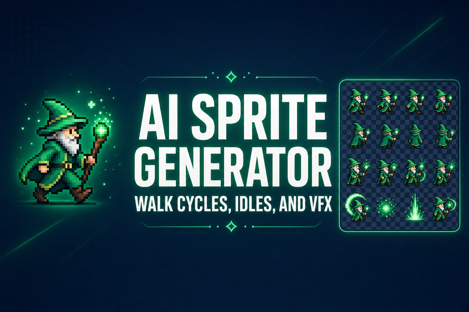 AI Sprite Generator (Pixel Walk Cycles, Idles, and VFX)