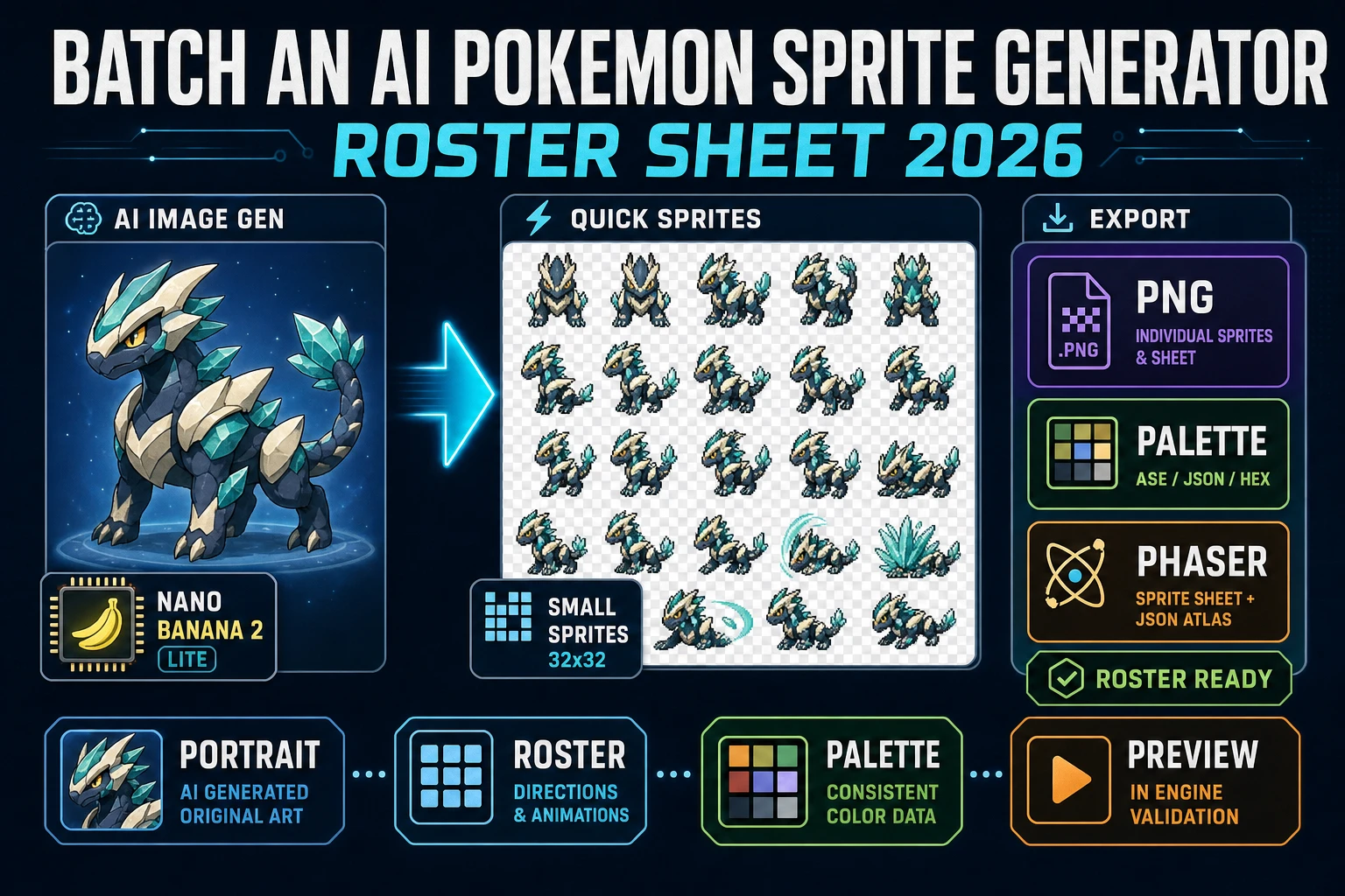 Batch an AI Pokemon Sprite Generator (Roster Sheet 2026)