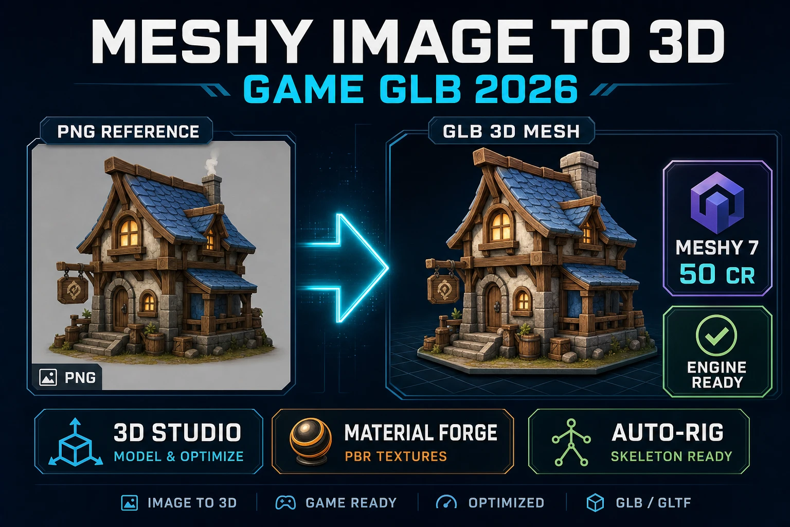 Cast Meshy Image to 3D (Game GLB 2026)