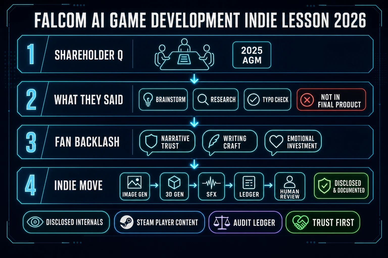 Falcom AI game development indie lesson timeline overview