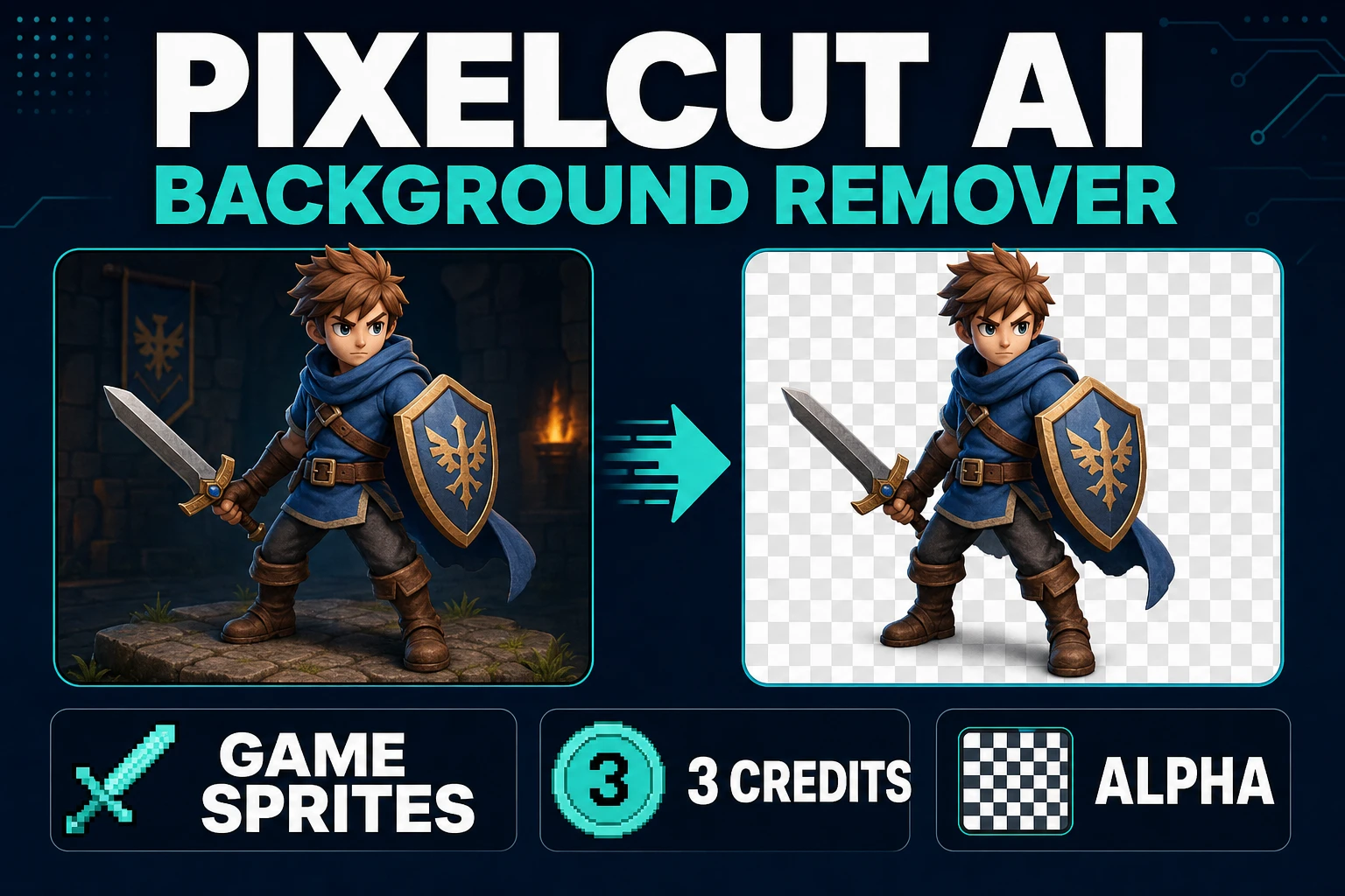 Clip Pixelcut AI Background Remover (Game Sprite Path)