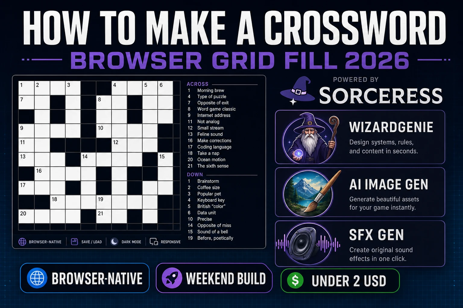 Clue How to Make a Crossword (Browser Grid Fill 2026)