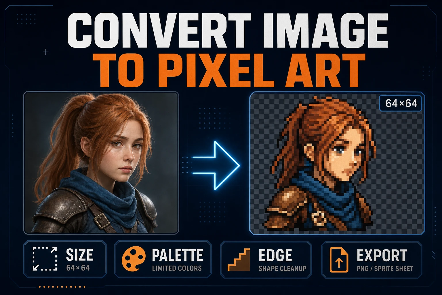 Convert Image to Pixel Art (Game Sprite Pipeline)