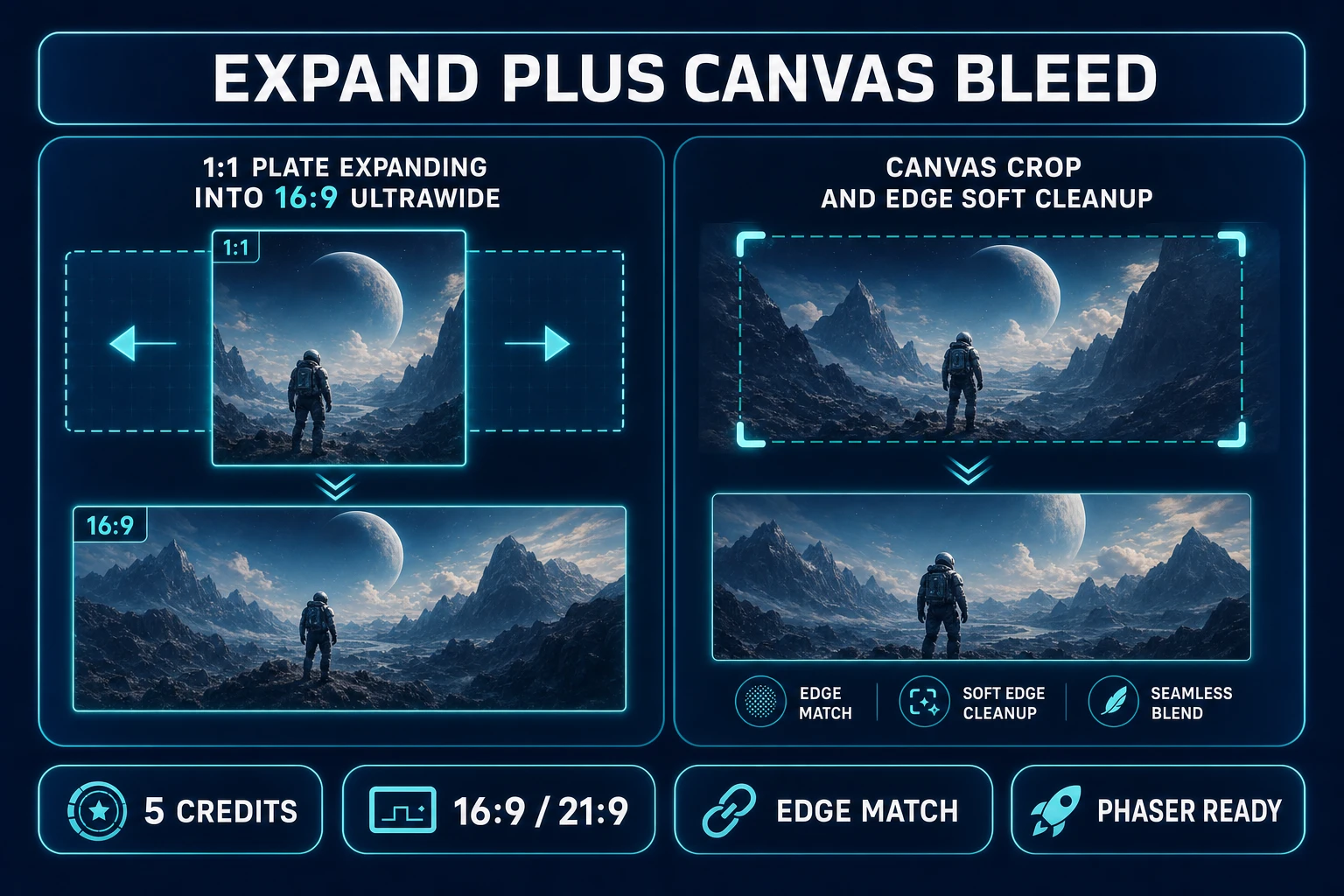 Image Expander aspect expand and Canvas edge bleed for an ai outpainting pipeline, verified July 12, 2026