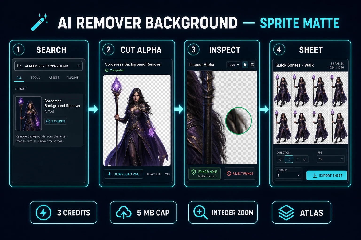 ai remover background pipeline from search cut alpha inspect to sprite sheet