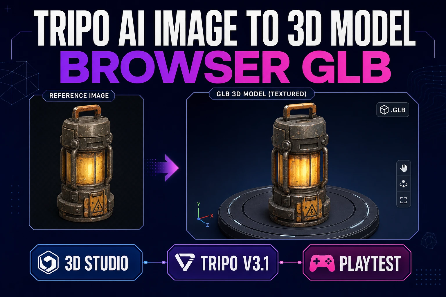 Form Tripo AI Image to 3D Model (Browser GLB)