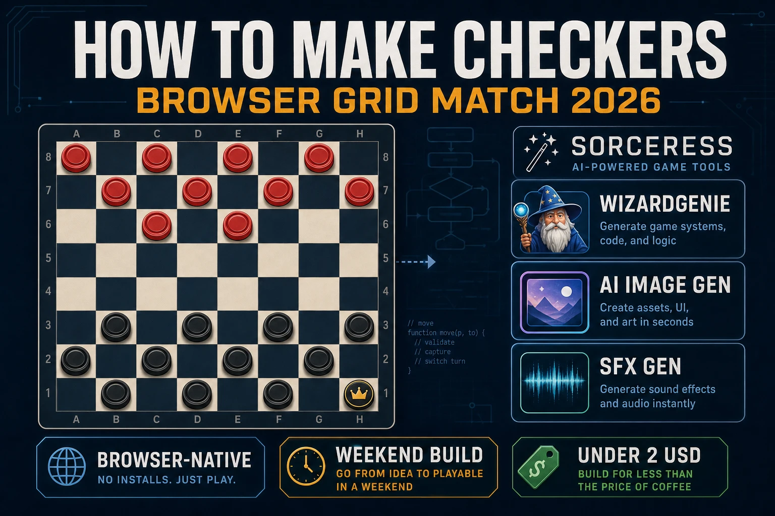 King How to Make Checkers (Browser Grid Match 2026)