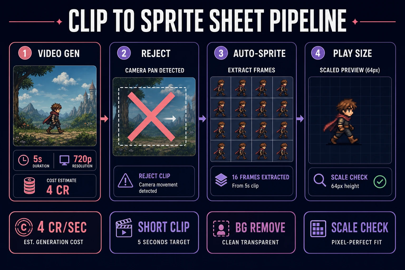 Video Gen clip cut into sprite sheet with an ai animation generator from image workflow