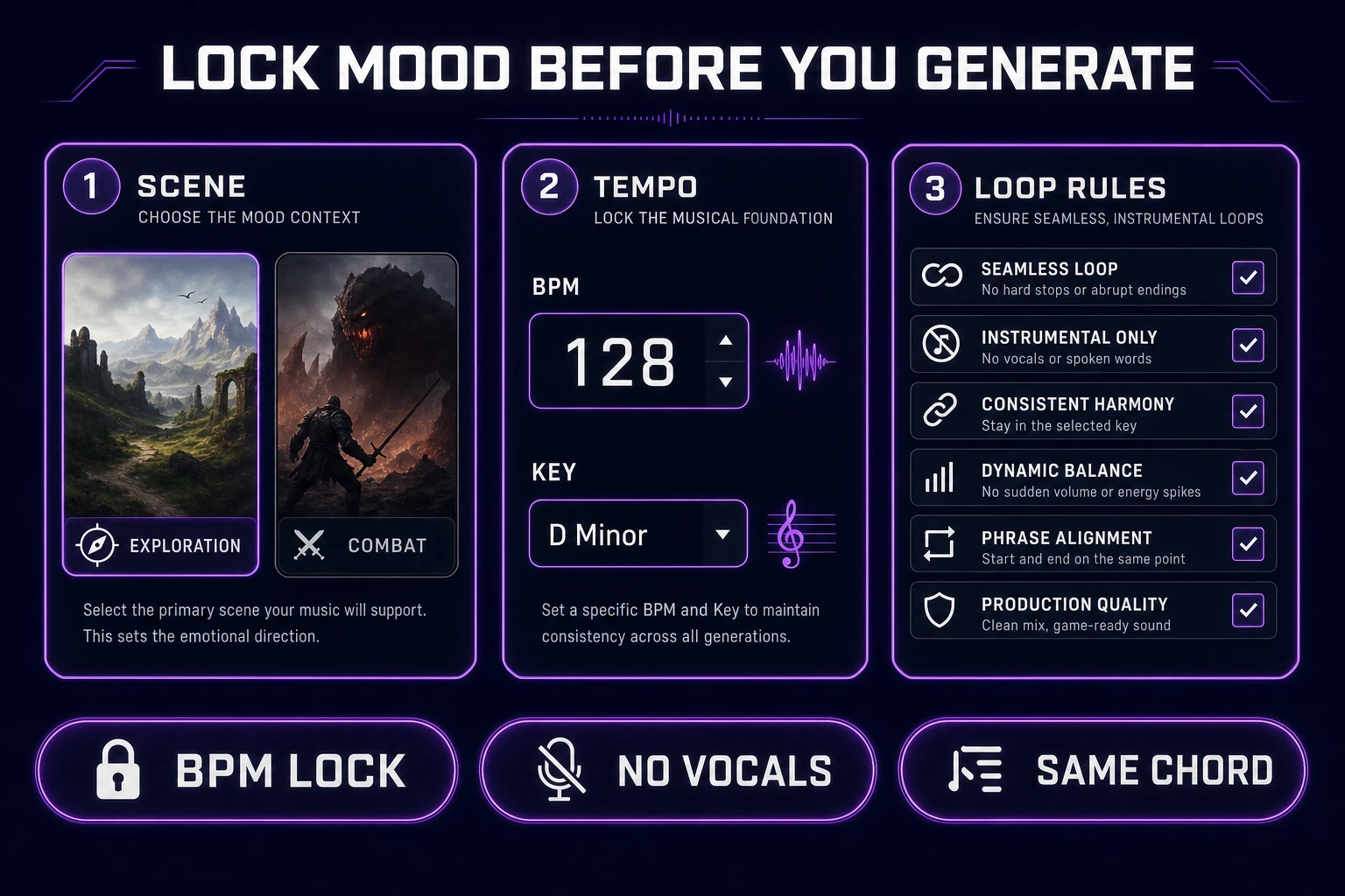 Lock mood BPM and loop rules before how to make game music generation