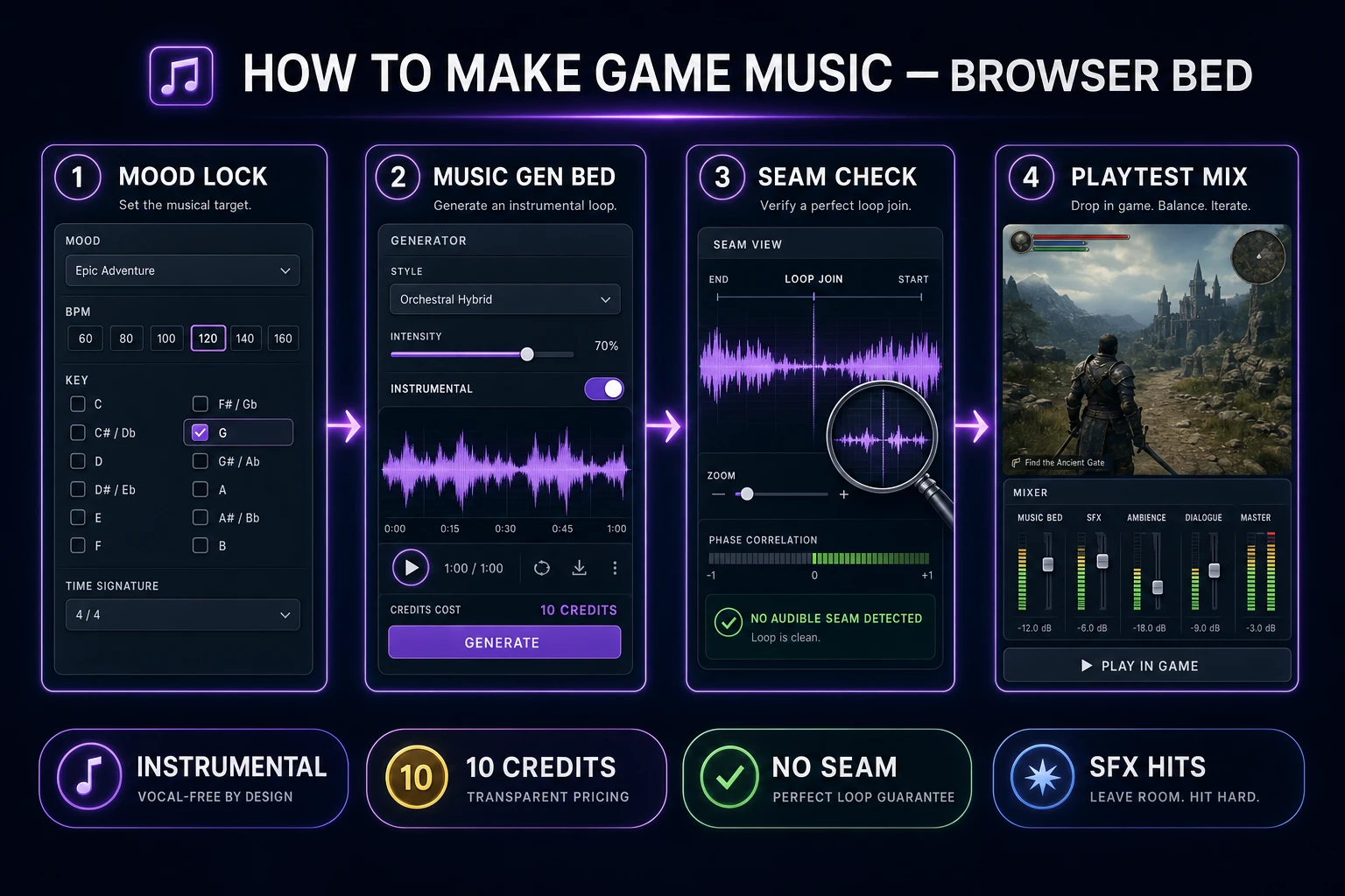 how to make game music browser bed pipeline from mood lock to playtest mix