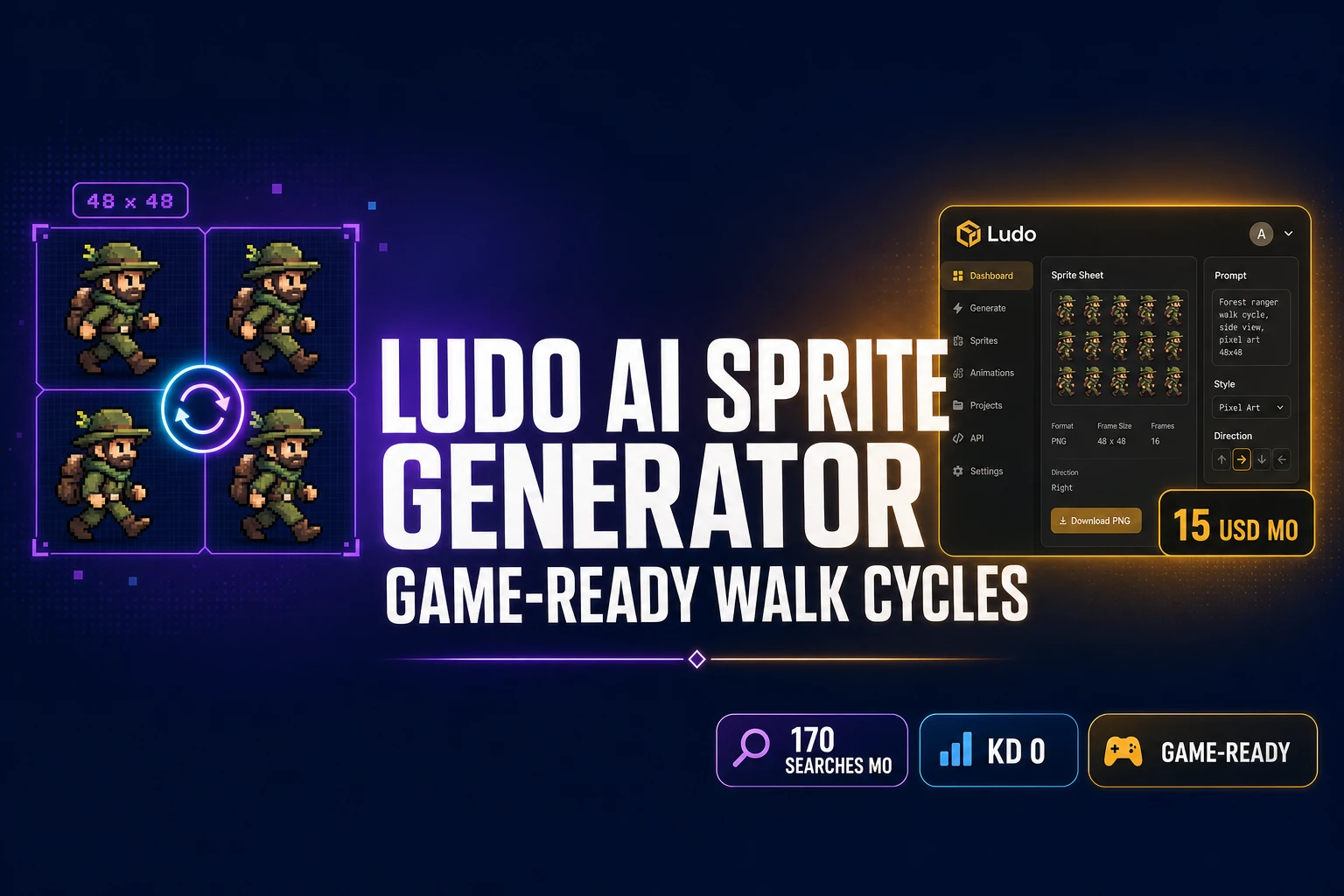 Ludo AI Sprite Generator (Game-Ready Walk Cycles)