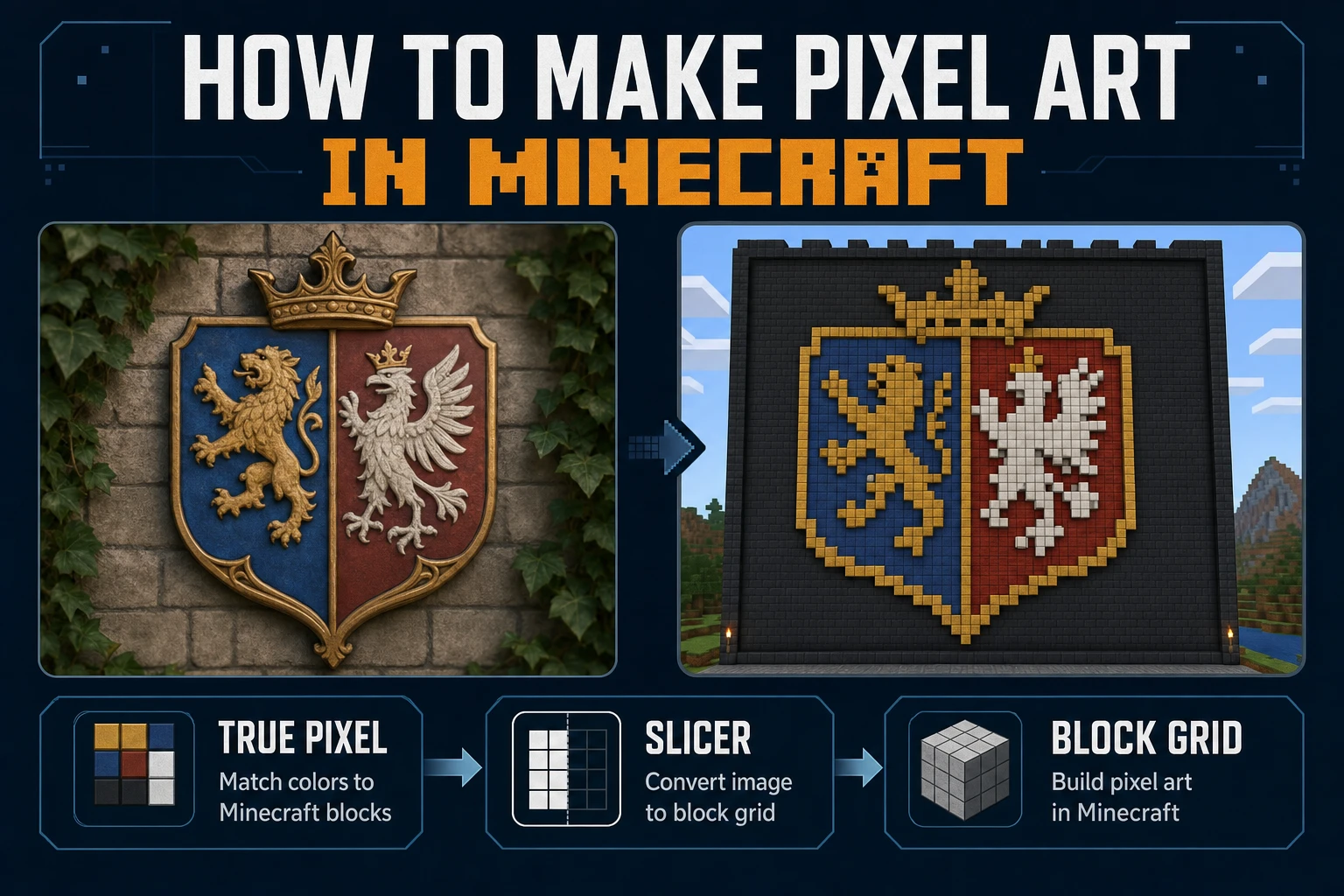 Mine How to Make Pixel Art in Minecraft (Block Grid)