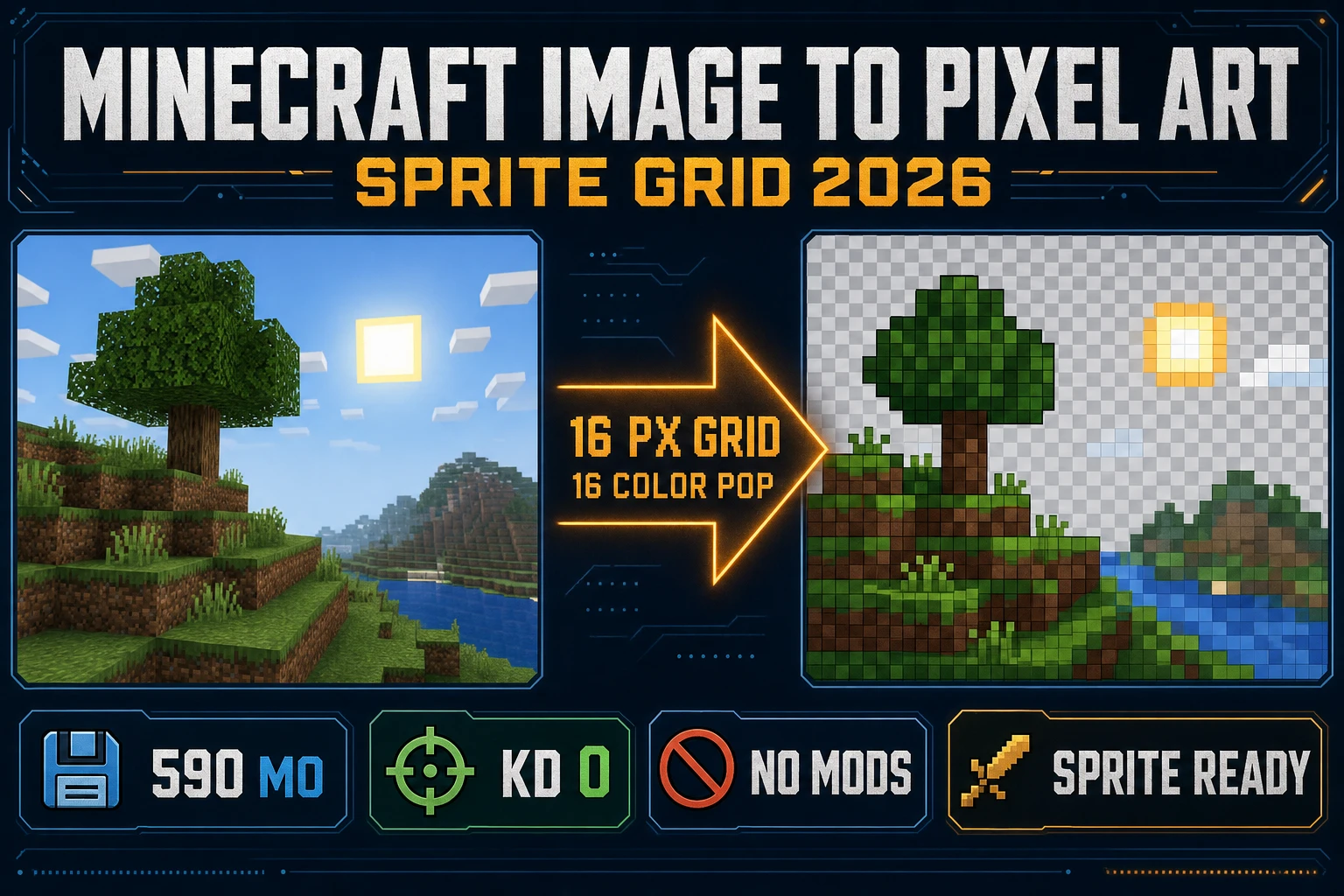 Minecraft Image to Pixel Art (Sprite Grid 2026)