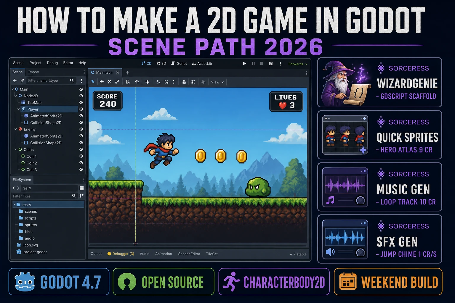 Node How to Make a 2D Game in Godot (Scene Path 2026)