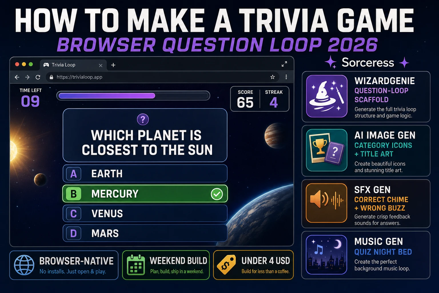 Quiz How to Make a Trivia Game (Browser Question Loop 2026)