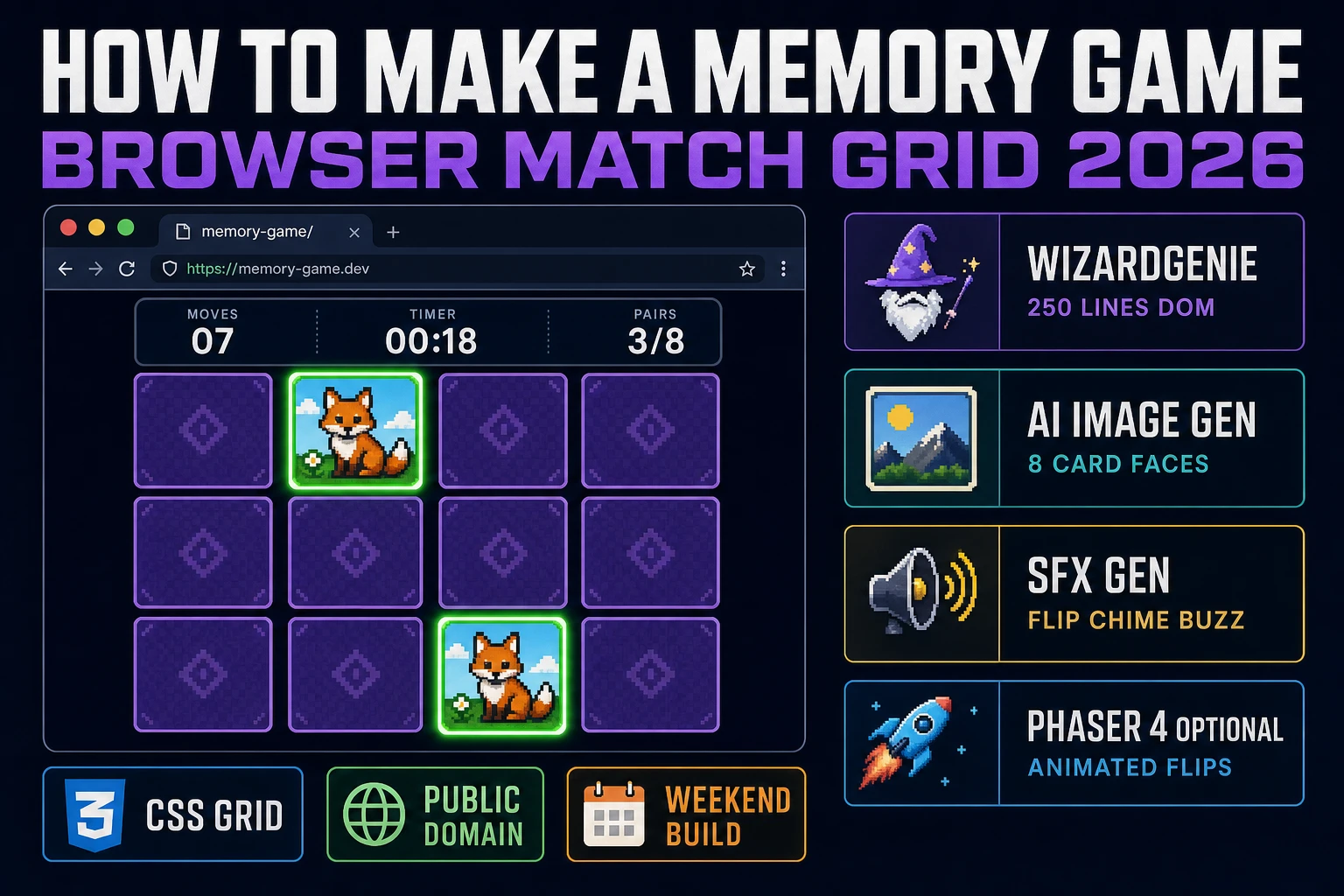 Recall How to Make a Memory Game (Browser Match Grid 2026)