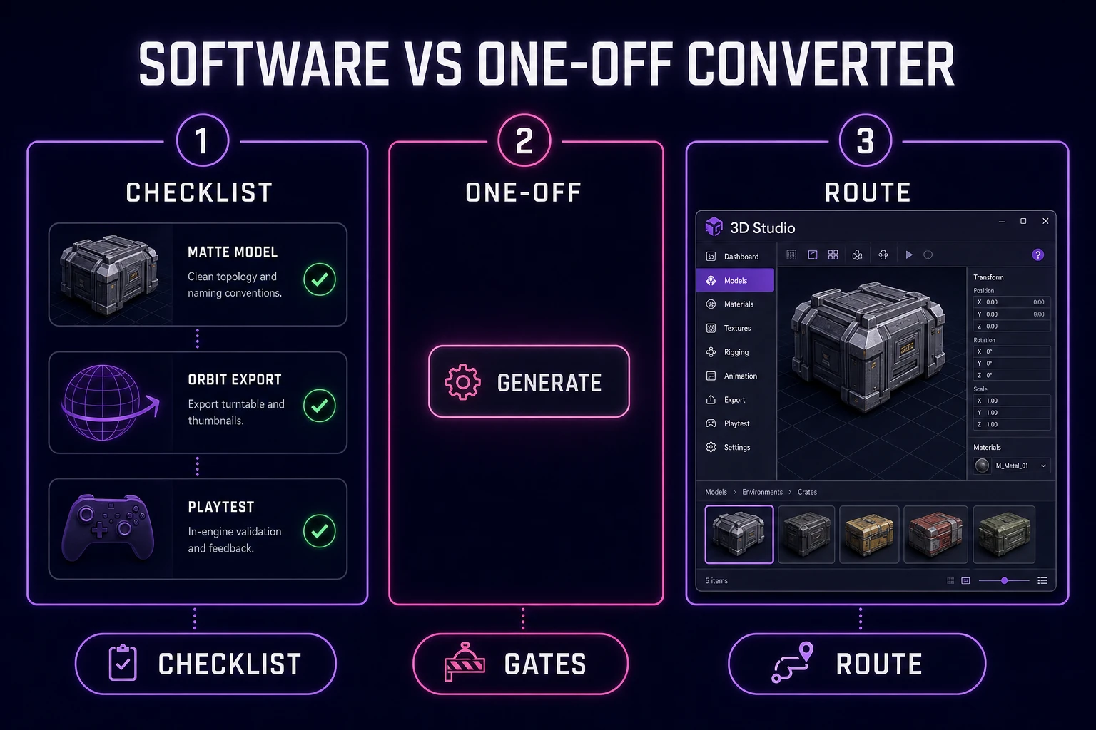 Software checklist versus one-off converter for 2d to 3d image conversion software