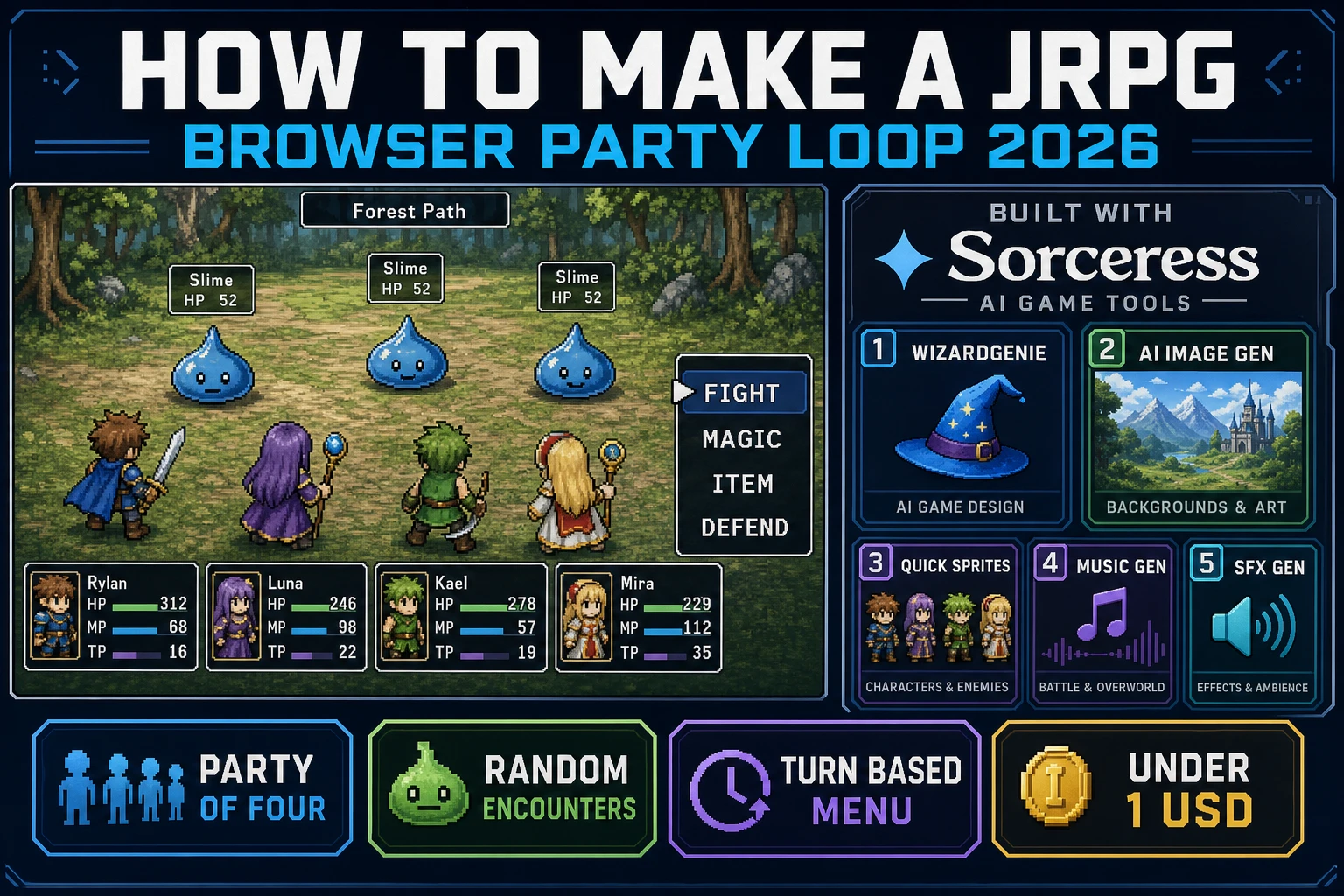 Saga How to Make a JRPG (Browser Party Loop 2026)