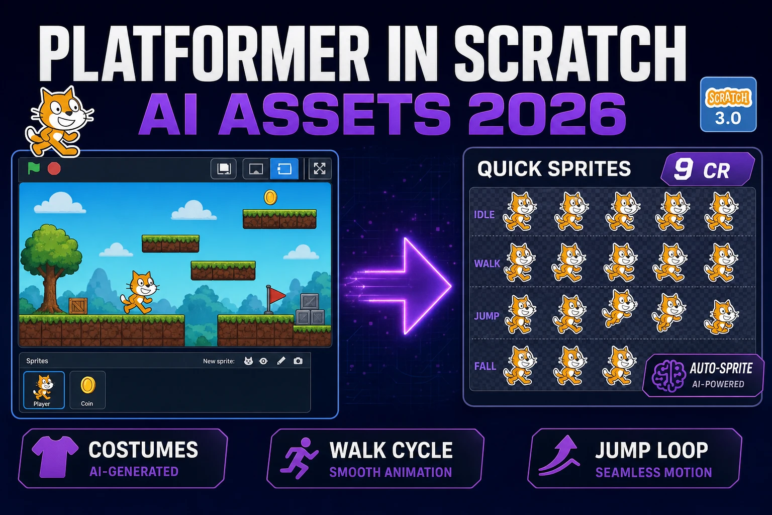 Scratch How to Make a Platformer in Scratch (AI Assets)
