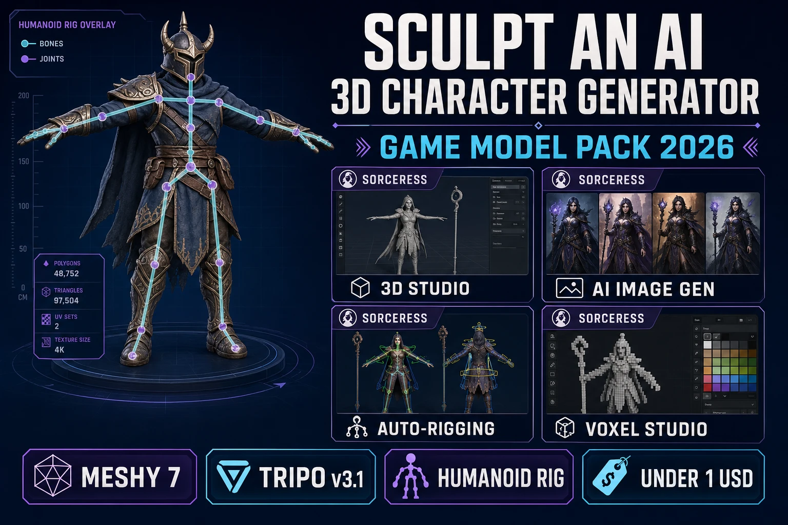 Sculpt an AI 3D Character Generator (Game Model Pack 2026)
