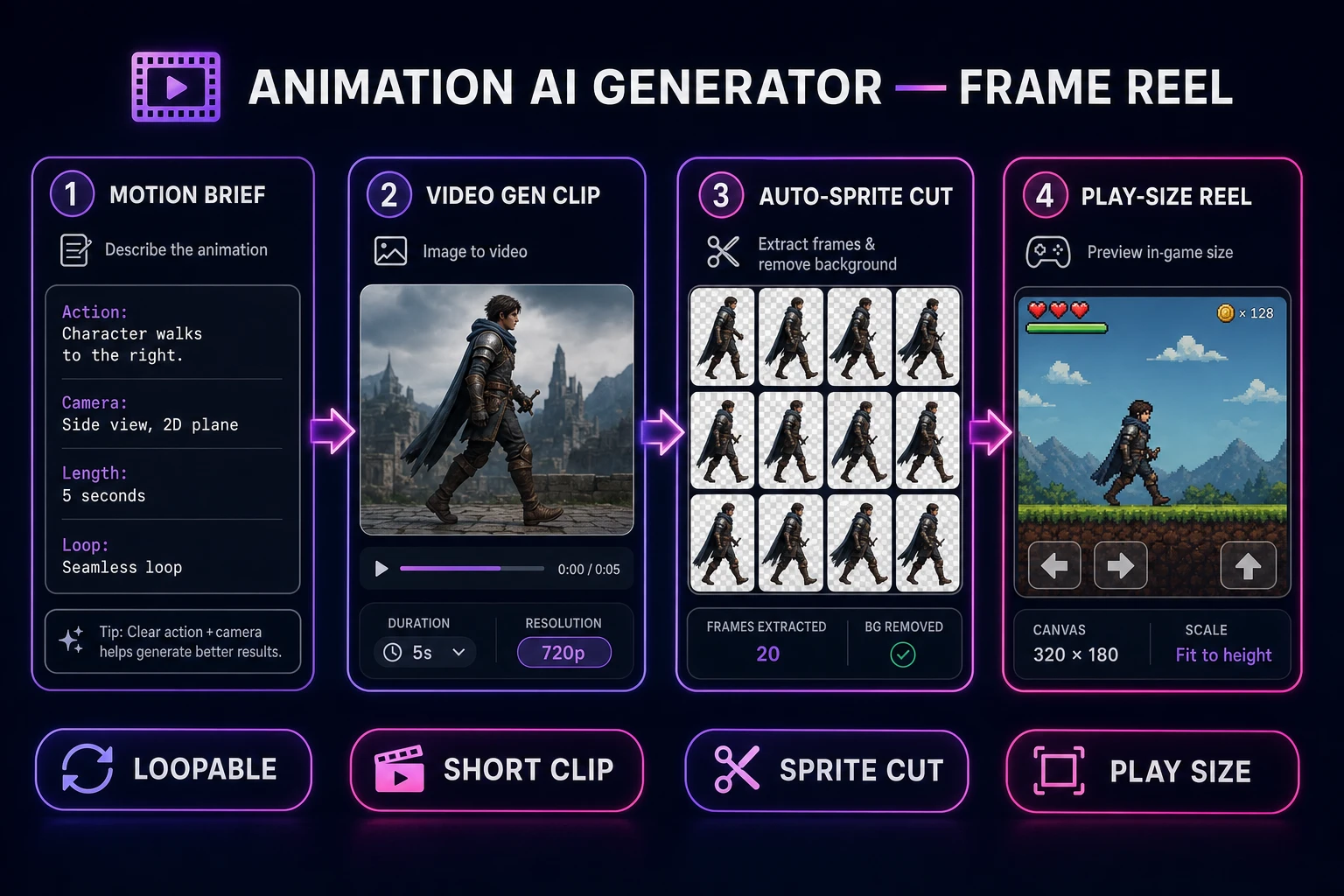 animation ai generator pipeline from motion brief to play-size frame reel