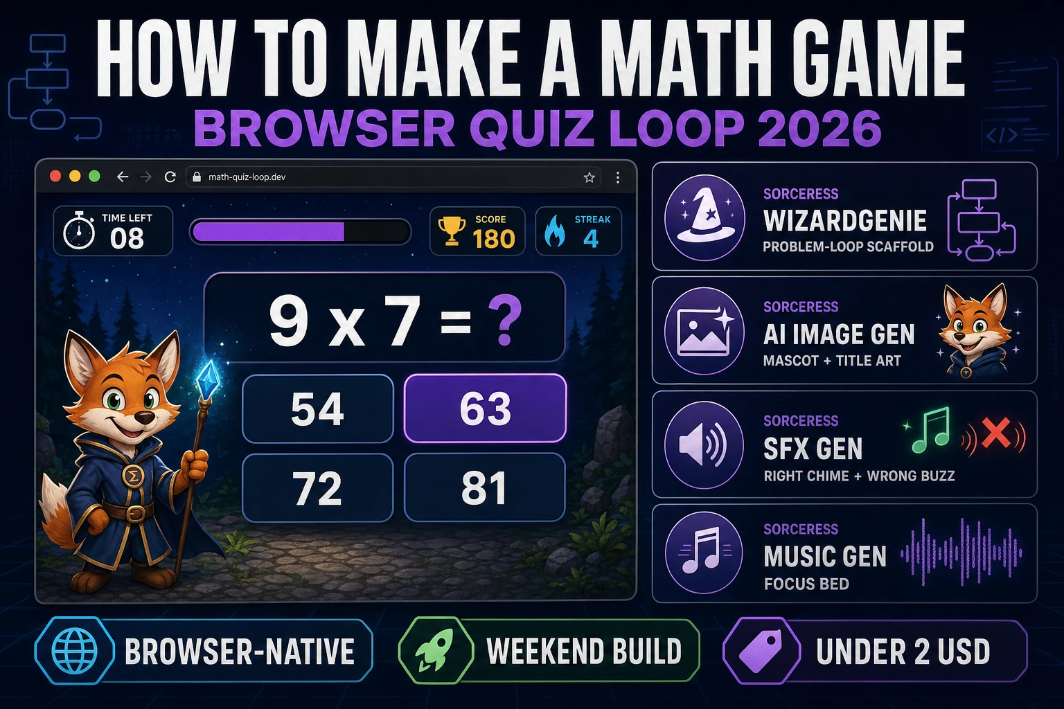 Sum How to Make a Math Game (Browser Quiz Loop 2026)