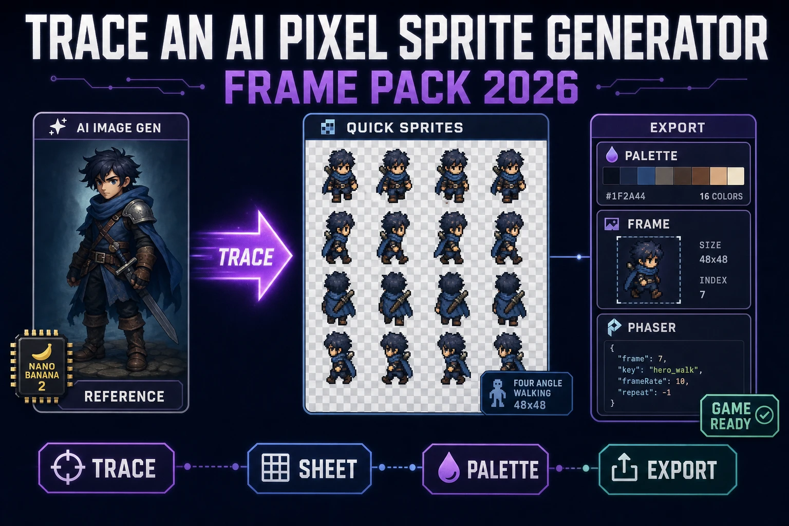 Trace an AI Pixel Sprite Generator (Frame Pack 2026)