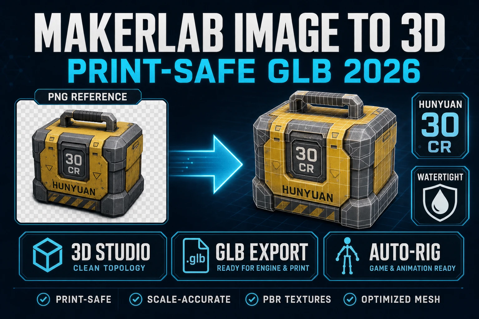Trace Makerlab Image to 3D (Print-Safe GLB 2026)