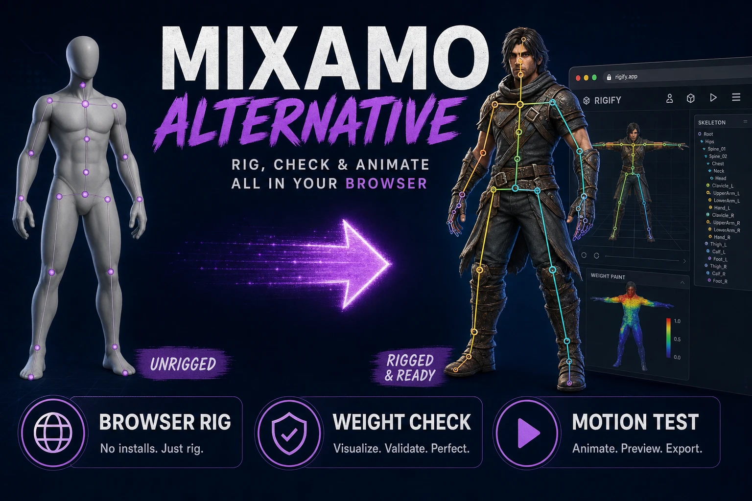 Try a Mixamo Alternative (Browser Rig Workflow)