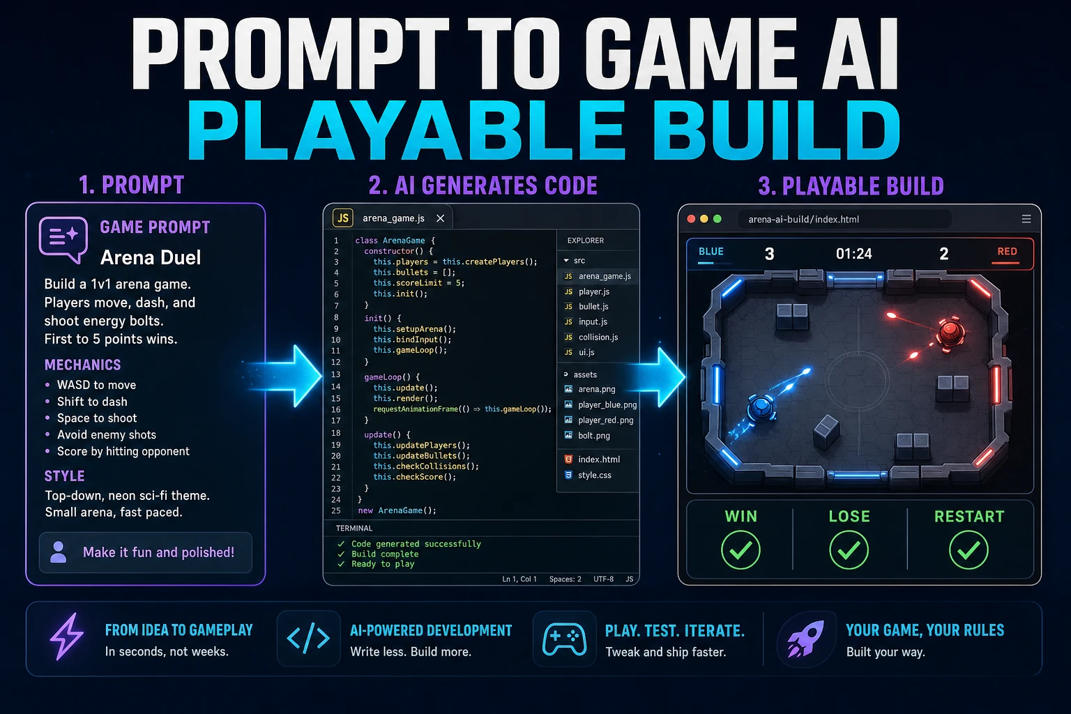 Turn a Prompt to Game AI Into a Playable Build