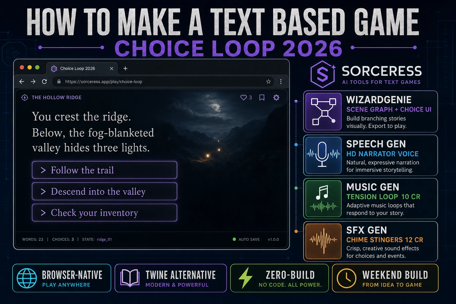 Type How to Make a Text Based Game (Choice Loop 2026)
