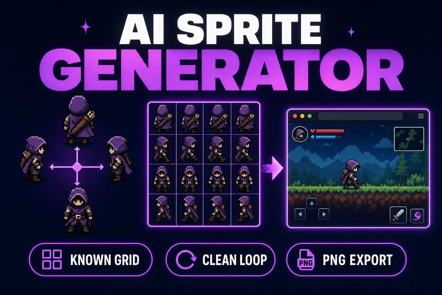 Use an AI Sprite Generator (Game-Ready Sheet)